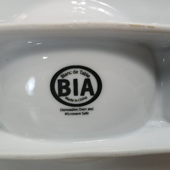 BIA White Ceramic 3 Section Serving Dish Sauce Tray Nuts Candy Tapas Charcuterie - Picture 7 of 10
